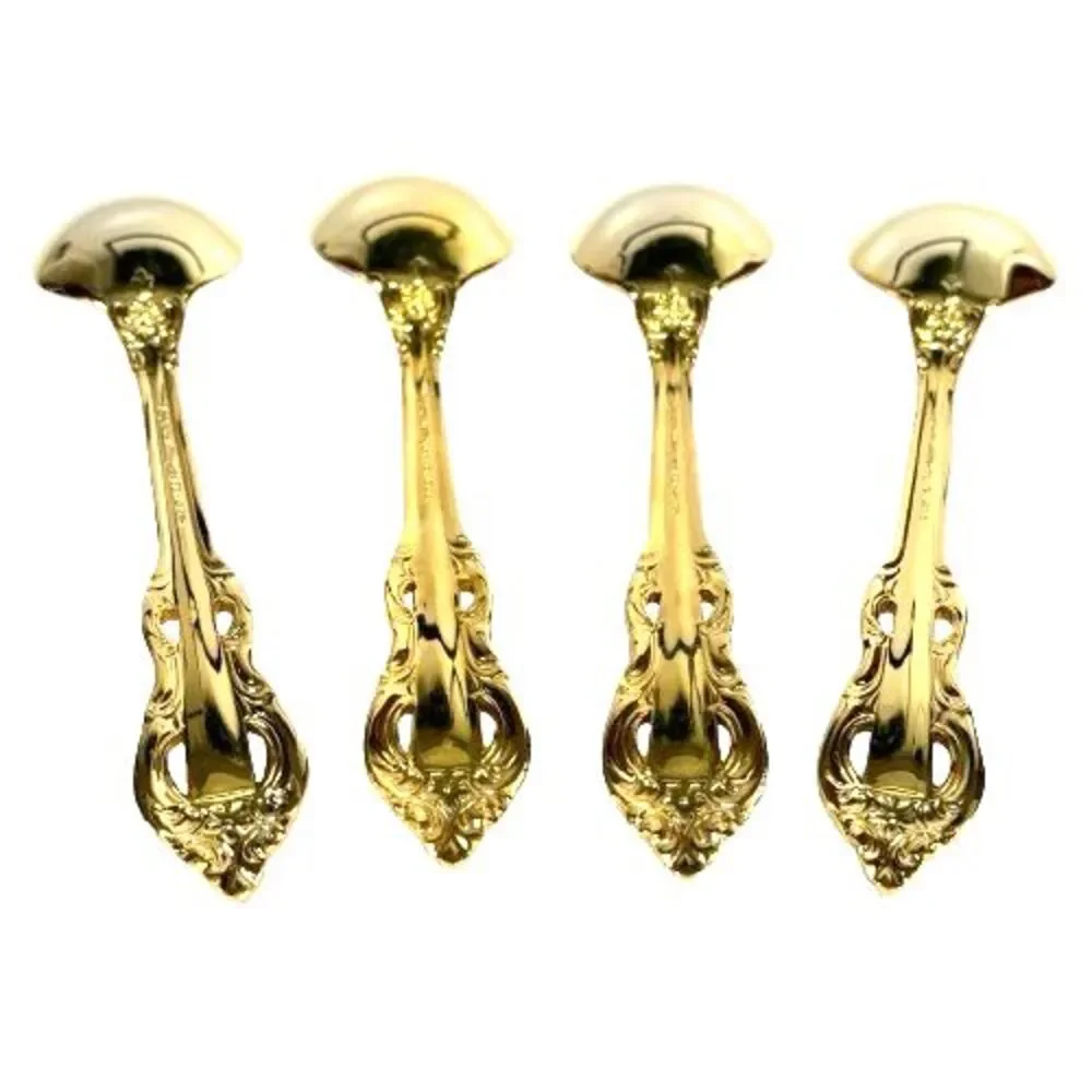 Set of 4 Four Towle Supreme KING ARTHUR GOLD Electroplate Teaspoons 6 1/8